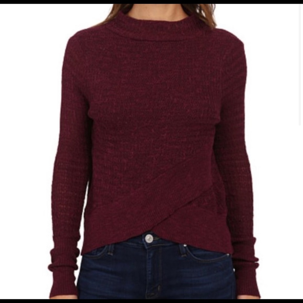Free People BOHO Wrap Sweater Plum Linen Blend Size XS - Picture 2 of 6